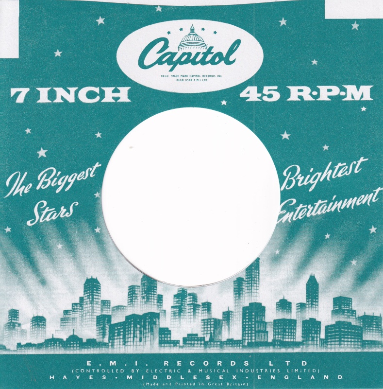 pack of 10 CAPITOL - REPRODUCTION RECORD COMPANY SLEEVES - cream/black logo 